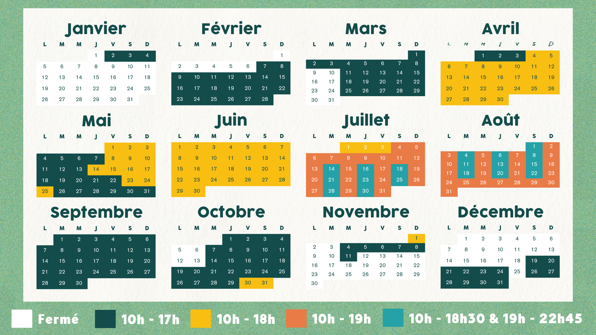 Calendrier 2026 - parc des loups
